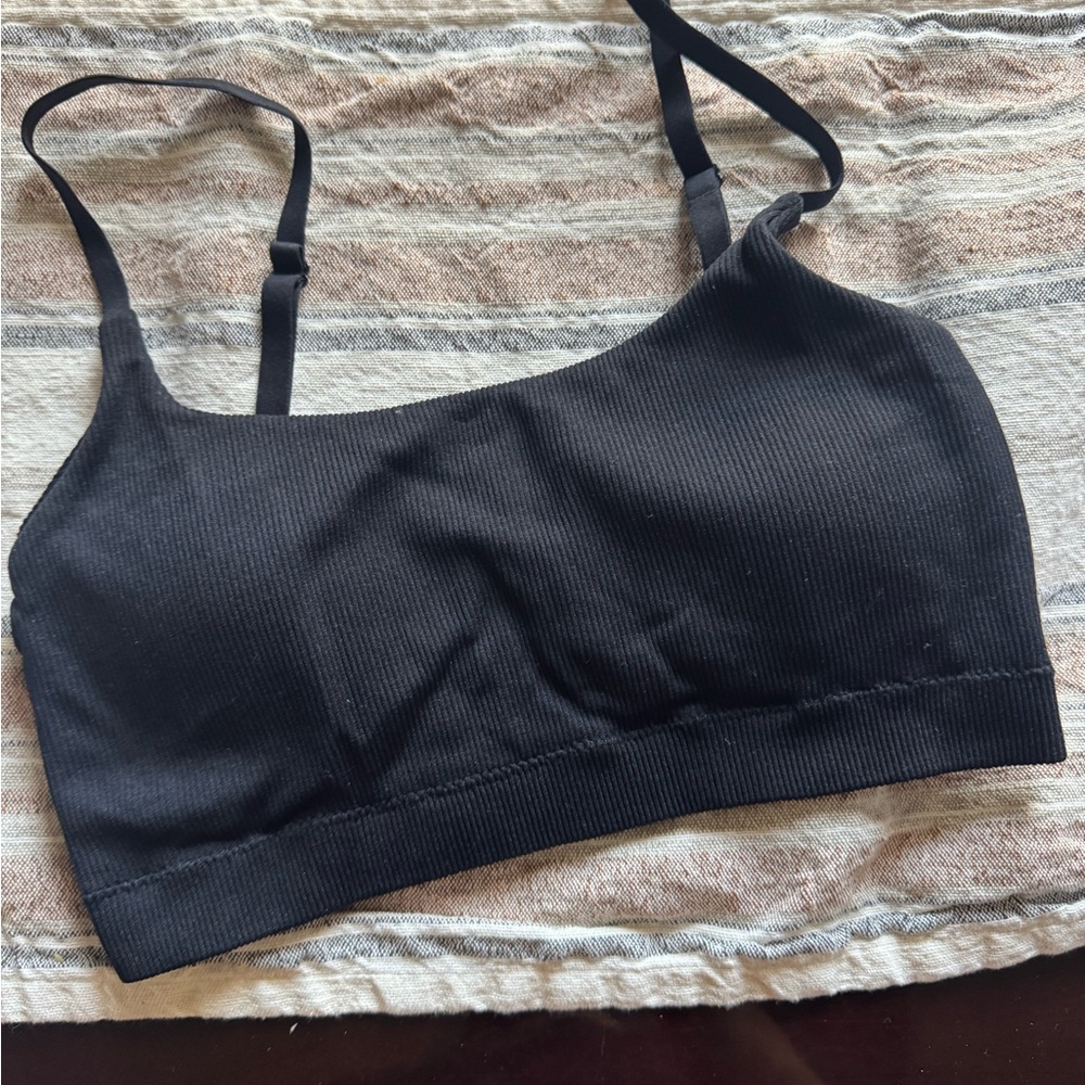 Aerie Black Ribbed Bralette